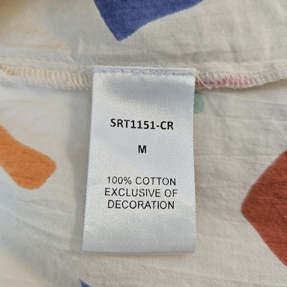 THML Confetti Print Puff Sleeve Top Womens M Cream/multicolor - Picture 4 of 9